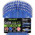 GearIT 100-Pack, Cat 6 Ethernet Cable Cat6 Snagless Patch 0.5 Feet - Snagless RJ45 Computer LAN Network Cord, Blue - Compatible with 48 Port Switch POE Rackmount 48port Gigabit