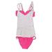 Two Piece Swimsuit: Pink Color Block Swimwear - Women's Size X-Large