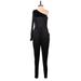 Aidan by Aidan Mattox Jumpsuit Plunge Long sleeves: Black Print Jumpsuits - Women's Size 0