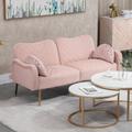 Everly Quinn Parven Twin 64.96" Wide Split Back Convertible Sofa Wood/Polyester in Pink | 29.53 H x 64.96 W x 30.71 D in | Wayfair