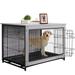 Tucker Murphy Pet™ Dog Crate Furniture Movable Side End Table Wood in Gray/Black | 26.4 H x 38.6 W x 25.2 D in | Wayfair
