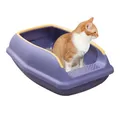 Bac à litière Semi-fermé pour chat avec côtés hauts évite les fuites de sable bac à litière pour