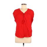 Liz Claiborne Short Sleeve Blouse: Orange Tops - Women's Size Medium