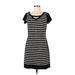 White House Black Market Casual Dress - Sheath Scoop Neck Short sleeves: Black Print Dresses - Women's Size Medium