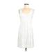 Calvin Klein Casual Dress - Shift: White Marled Dresses - Women's Size 8