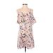 Illa Illa Casual Dress - A-Line Scoop Neck Sleeveless: Pink Floral Dresses - Women's Size Small