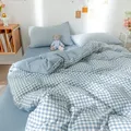 Blue Checkerboard Print Bedding Sets Nordic Duvet Cover Simple Lattice Quilt Cover Bed Sheet For