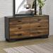 Transitional Walnut & Black 6-Drawer Dresser, Composite Wood & Veneer