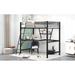 Modern Twin Size Loft Bed Frame 78" Metal Bed with Desk and Shelf(Silver)