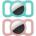 Airtag Cat Collar Holder for Apple Air Tag Cat Collar Holder Within 1/2 inch Airtag Dog Collar Holder 2 Pack Airtag Pet Collar Holder for Apple Airtag Collar 2 Pack Airtag Protector Pink+Mint Green