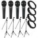 4 Peavey PV7 ND Magnet Dynamic Microphone with 1/4 to XLR Cable + 4 Microphone Stands