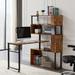 L-Shaped Corner Desk with Rotating Computer Desk - 5-Tier Bookshelf