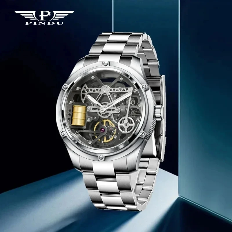 Pindu Uhr Miyata 8215 mechanisches Uhrwerk Saphir Spiegel wasserdicht leuchtende Ölquelle Geschäfts leute mechanische Armbanduhren Image