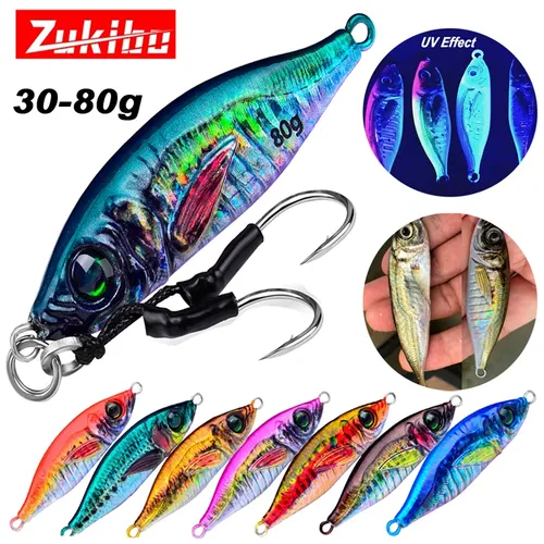 Zukibo Metall köder Micro Jigging Köder 3D-Druck Little Jack Vib Slow Shore Casting Löffel Köder mit