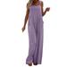 knqrhpse Jumpsuits For Women Wide Leg Pants For Women Pocket Women Romper Strap Solid Playsuit Button Long Jumpsuit Women s Jumpsuit Pants For Women Purple S