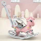 5 in 1 Rocking Horse with Push Handle Backrest and Balance Board Balance Bike Ride for Toddlers 1-3 Years Old Balance Bike Ride On Toys for Baby Girl and Boy Unicorn Kids Riding Birthday Pink