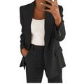 knqrhpse Lounge Sets for Women Workout Sets Two Piece Lapels Suit Office Business Button Formal Jacket + Pant Suit Slim LooseTrouser Jacket Suit Two Piece Sets for Women Sweat Suit 2 Piece Set Black M