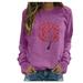 knqrhpse Sweatshirt for Women Plus Size Tops Womens Tops Pullover Printing Blouse Long Tops Women Shirt Sleeve Blouse Hoodies For Women Purple 3XL Graphic Tees Summer Tops