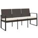Anself 3-Seater Patio Bench with Cushions Brown Rattan