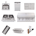 Lion Premium Outdoor Grill Kitchen Package#5 | 40 Natural gas Grill Set | Double Side Burner Door/Drawer Combo Mini Fridge Bar Sink Rotisserie Basket & More!