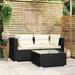 Dcenta Patio Furniture Set 3 Piece with Cushions Black Poly Rattan