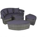 Anself 4 Piece Patio Set with Cushions Poly Rattan Gray