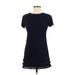 Lulus Casual Dress - Mini High Neck Short sleeves: Blue Solid Dresses - Women's Size X-Small