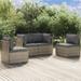 Dcenta 4 Piece Patio Set with Cushions Gray Poly Rattan