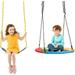 OLAKIDS 660lbs 40 Inch Saucer Tree Swing with Pillow Handle Adjustable Hanging Rope Round Flying Swing Seat for Kids Outdoor Round Platform Swing for Backyard Playground (Colorful Combo Swing Set)