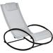 Outdoor Rocking Chair Patio Pool Lounger With Pillow Rocker With Breathable Mesh Fabric Curved Armrests For Backyard Deck And Poolside Gray