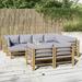 Dcenta 10 Piece Patio Set with Gray Cushions Bamboo
