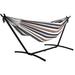 - 2-Person Adjustable Indoor Outdoor Double Hammock Bed W/Carrying Bag Steel Stand 450 Pounds Capacity (Desert Stripes)