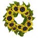 Nearly Natural 22 in. Sunflower Wreath - Yellow - 22 in.