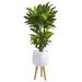 Nearly Natural 46in. Corn Stalk Dracaena Artificial Plant - White Planter with Stand