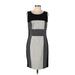 Yoana Baraschi Casual Dress - Sheath Scoop Neck Sleeveless: Black Color Block Dresses - Women's Size 12