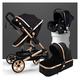 Luxury Pram Stroller for Newborn and Toddler,Foldable Aluminum Alloy Pushchair Newborn Reversible Bassinet Pram,Adjustable High View Luxury Baby Pram Stroller Infant Carriage (Color : Nero)