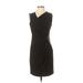 DKNY Casual Dress - Wrap V Neck Sleeveless: Black Print Dresses - Women's Size X-Small