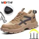 MJYTHF Brand Work Safety Boots Male Steel Toe Cap Indestructible Shoes Anti-puncture Work Shoes