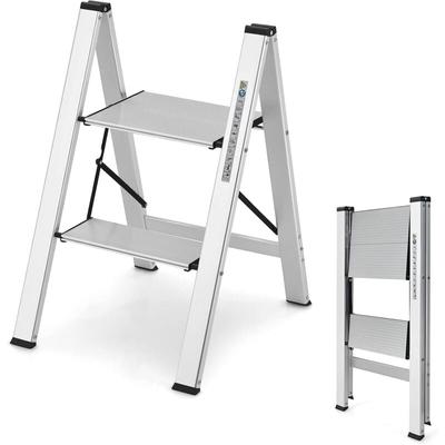Costway - Trittleiter 2 Stufen Stehleiter, Aluminium Klappleiter bis 150 kg, Klapptritt Klappbar & Image