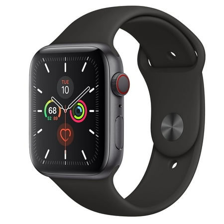 Restored Apple Watch S5 - 44mm - Cellular + GPS - Space Gray Case with Black Sport Band (Refurbished)