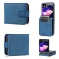 for Samsung Galaxy Z Flip 5 5G 2023 Case Business Style Premium Leather Galaxy Z Flip 5 Wallet Case with Card Holders for Women Men Protective Phone Case for Samsung Galaxy Z Flip 5 5G Blue