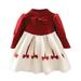 YDOJG Dresses For Girls Toddler Kids Child Baby Long Sleeve Patchwork Bowknot Sweater Princess Dress Outfits For 3-4 Years