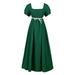 Tosmy Girls Dresses Plus Size Big Girls Regency Dresses Ruffled Classical Puff Sleeve Empire Waist Dress Belt Gown Kids Party Dresses