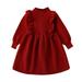 YDOJG Dresses For Girls Toddler Kids Baby Long Sleeve Patchwork Solid Sweater Princess Dress Outfits For 5-6 Years