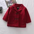 HAOTAGS Kids Girl Lapel Double Breasted Pea Coat Long Sleeve Button Trench Coat Pocket Outerwear Red Size 1-2 Years