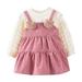 YDOJG Dresses For Girls Toddler Kids Baby Long Sleeve Soild Bear Casual Princess Dress For 90/L