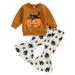 Xkwyshop Kids Baby Girls Halloween Clothes Pumpkin Cat Print Sweatshirt and Flare Pants Suit 2pcs Outfits Set