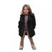 HAOTAGS Kids Girl Lapel Pea Coat Fall Winter Trench Coats Overcoat Jacket Black Size 4-5 Years