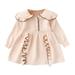 YDOJG Dresses For Girls Toddler Kids Baby Long Sleeve Patchwork Ruffled Sweater Princess Dress Outfits For 3-4 Years