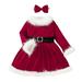YDOJG Dresses For Girls Toddler Baby Kids Suit Christmas Party Dress Hairband Blet Set Outfits For 5-6 Years